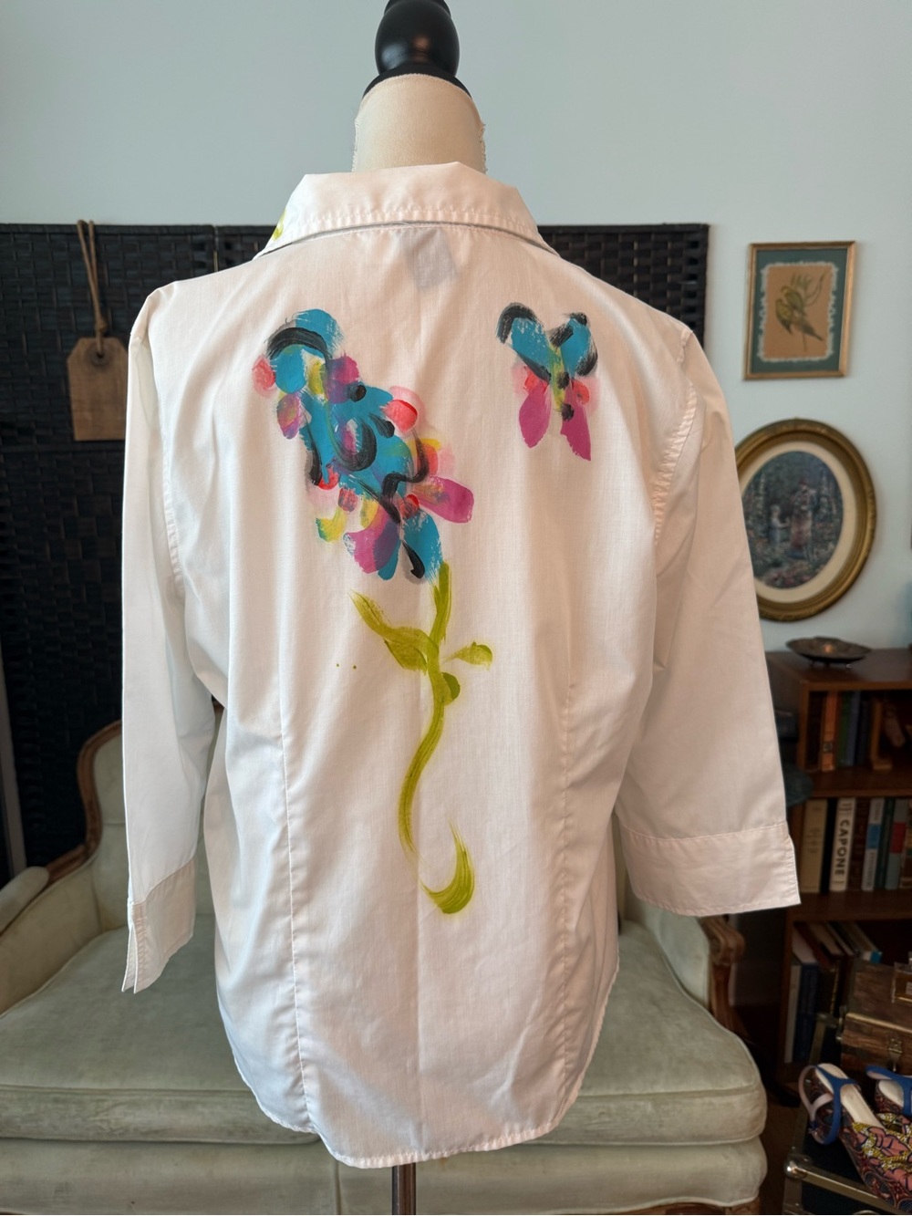 🦜🎨 Vintage J. Palmer Hand-Painted Tropical Parrot Button-Up Shirt Maui Hawaii M - Picture 8 of 13